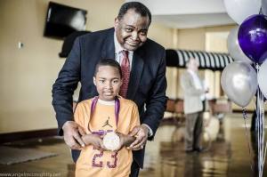 Watkins poses with Olympian Medalist